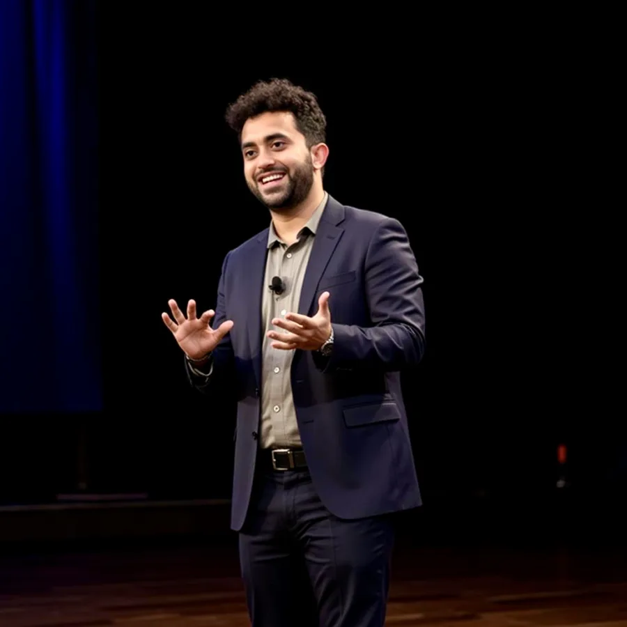 Sachin Sirohi presenting on stage